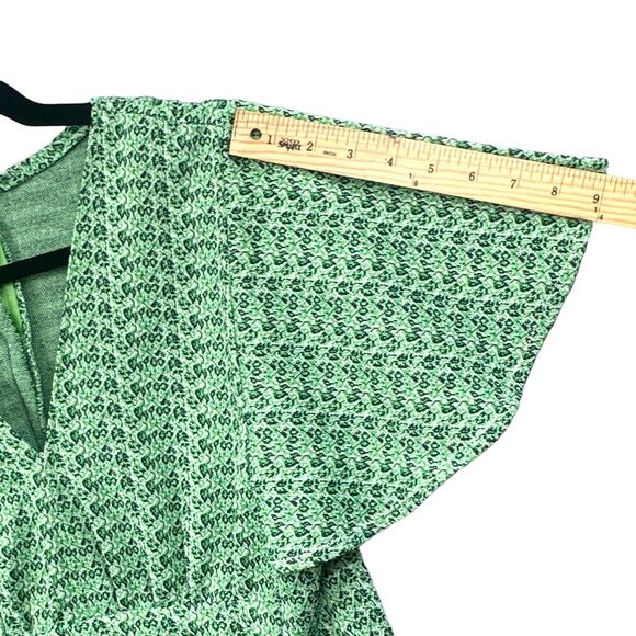 VTg 70s Maxi Dress Womens M Green Flutter Sleeve Mod Boho Prairie Cottagecore US - Picture 12 of 16